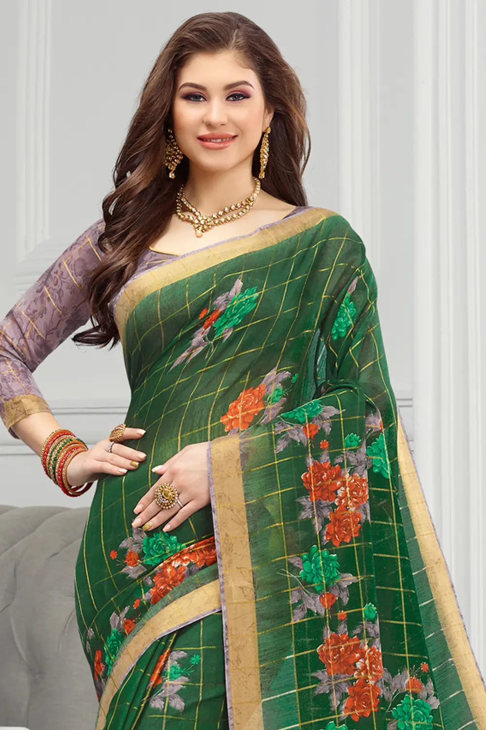 Green Cotton Saree