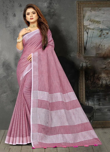 Lavender Linen Saree