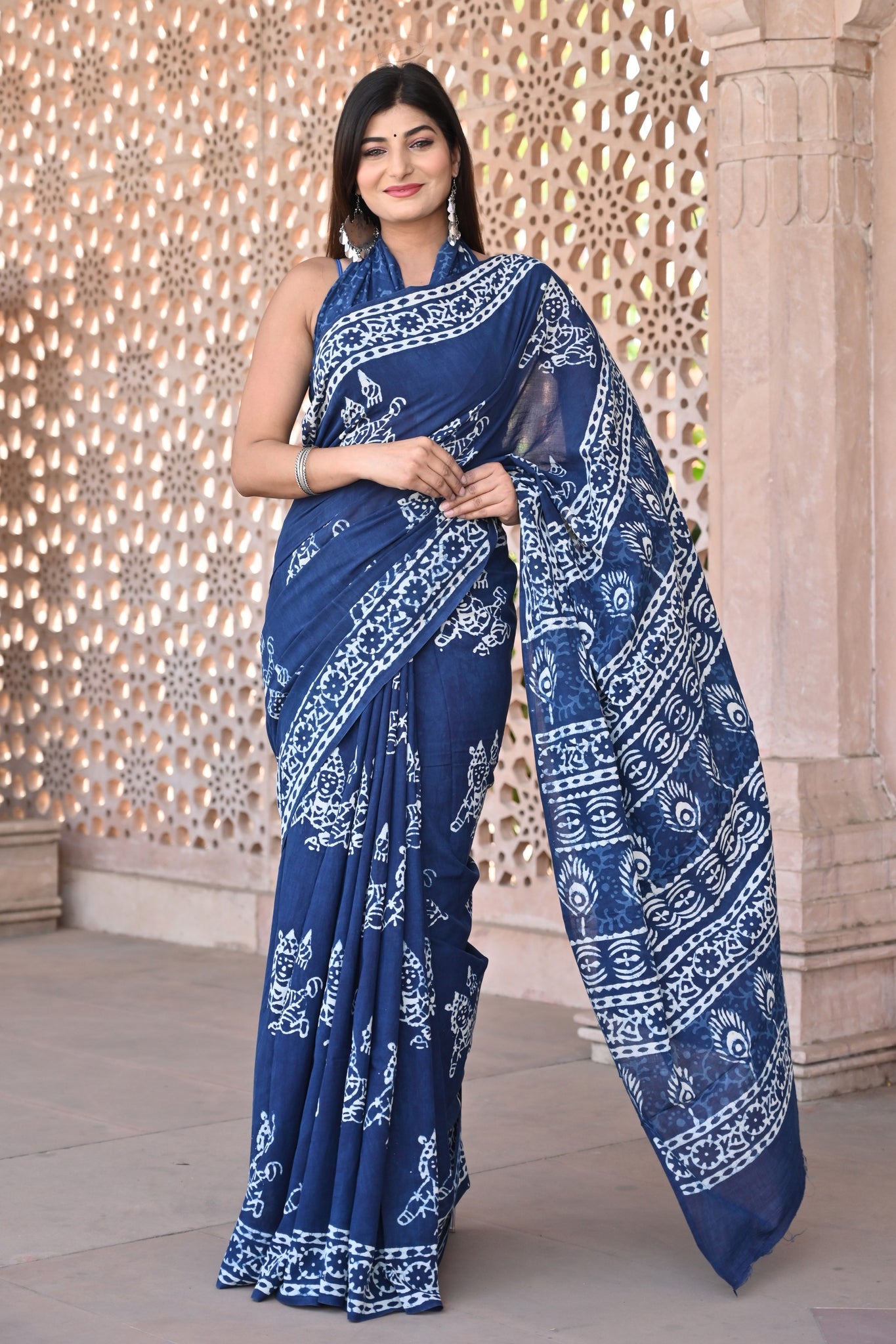 Multicolor Cotton Mulmul Saree