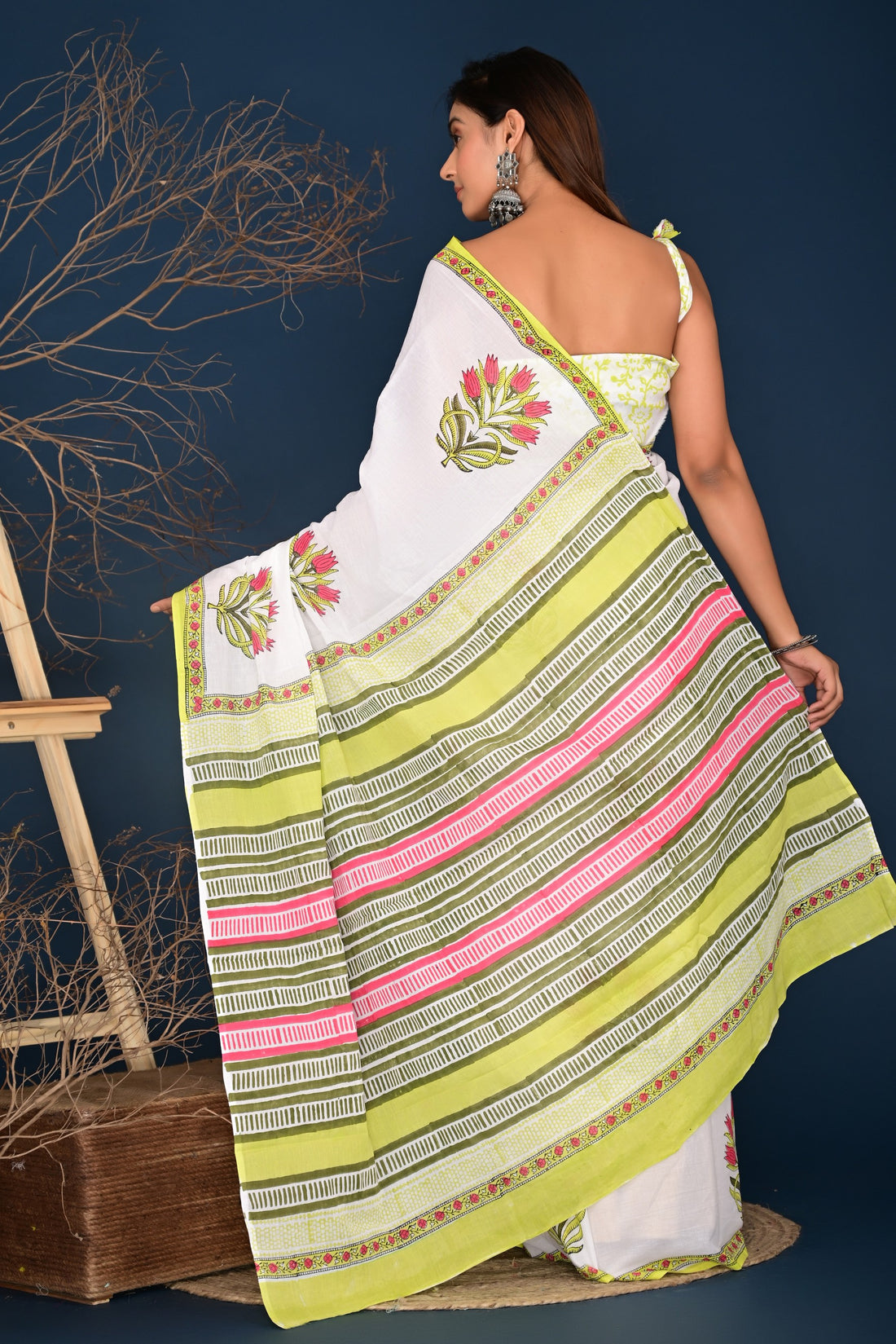 Multicolor Cotton Mulmul Saree