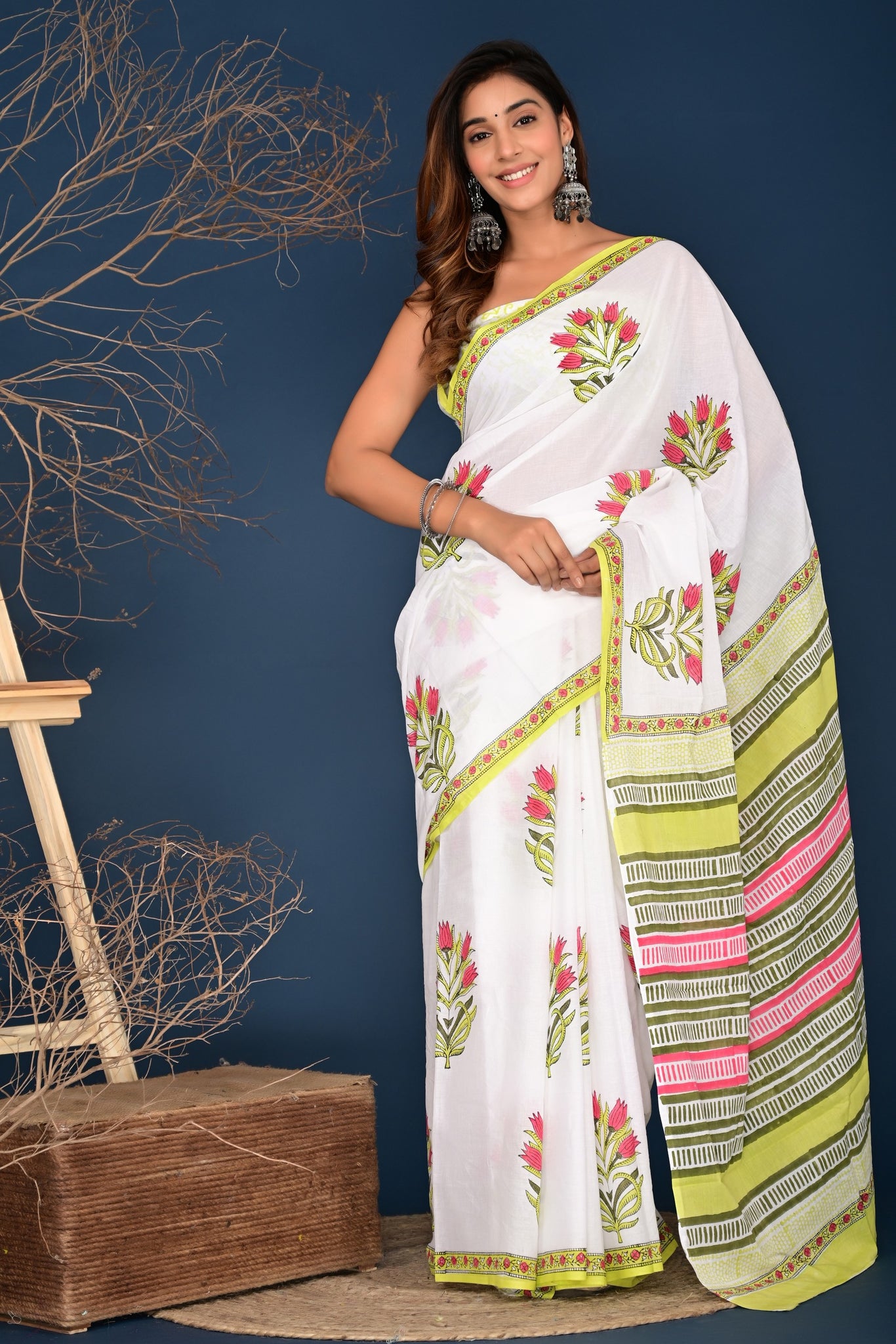 Multicolor Cotton Mulmul Saree