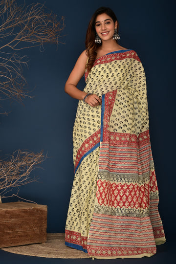 Multicolor Cotton Mulmul Saree