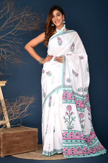 Multicolor Cotton Mulmul Saree