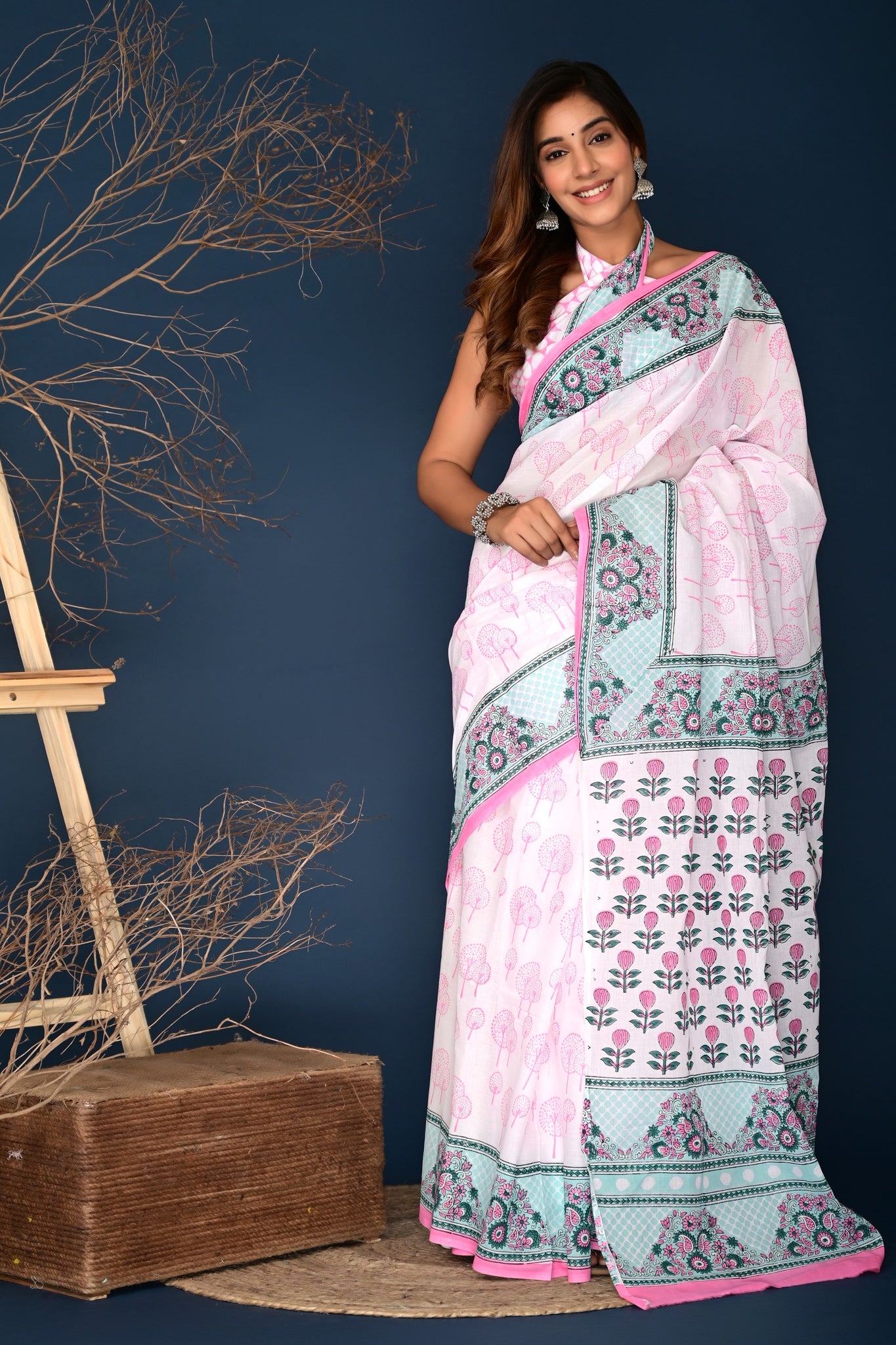 Multicolor Cotton Mulmul Saree