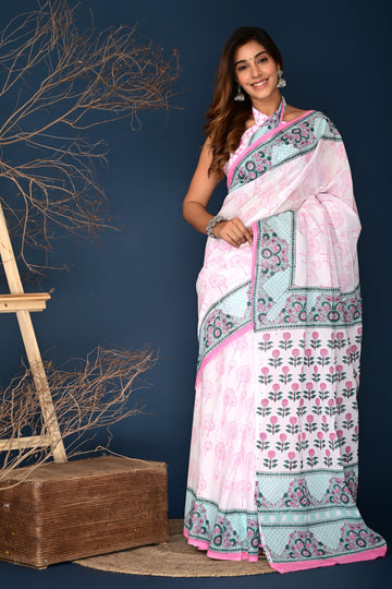 Multicolor Cotton Mulmul Saree