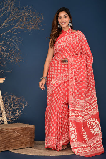 Multicolor Cotton Mulmul Saree