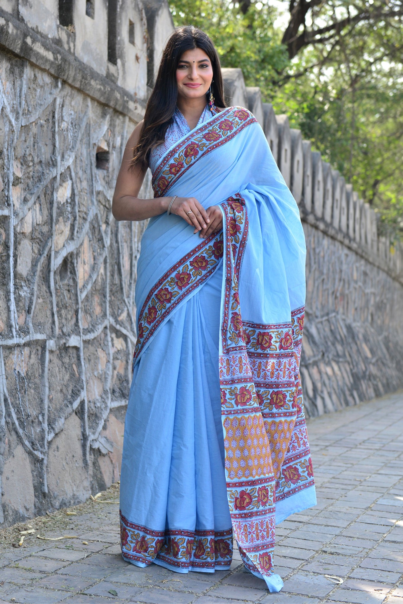 Multicolor Cotton Mulmul Saree