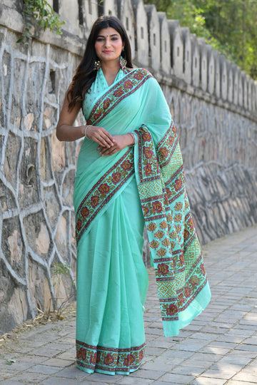 Multicolor Cotton Mulmul Saree