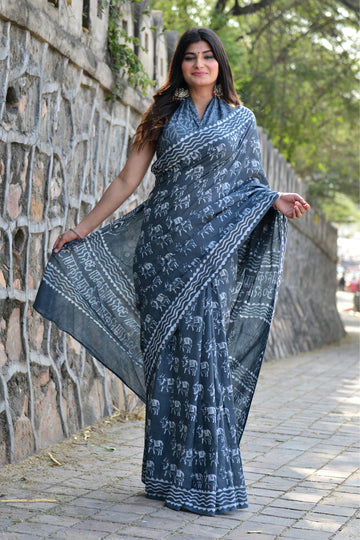 Multicolor Cotton Mulmul Saree