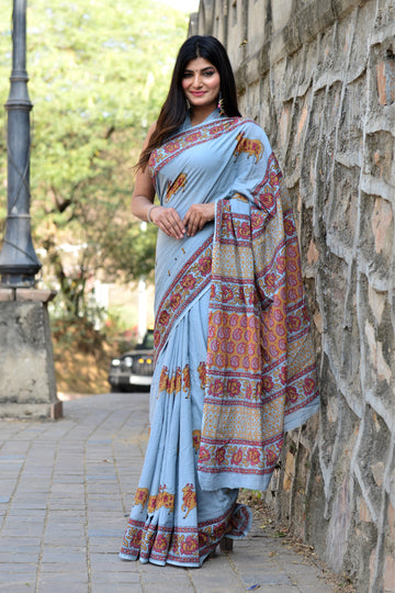 Multicolor Cotton Mulmul Saree