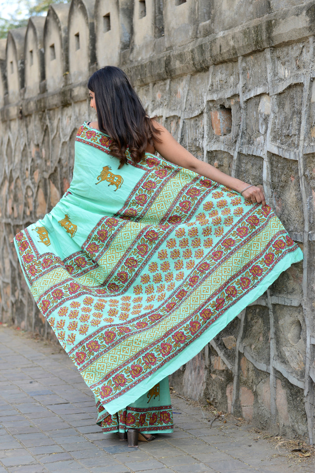 Multicolor Cotton Mulmul Saree