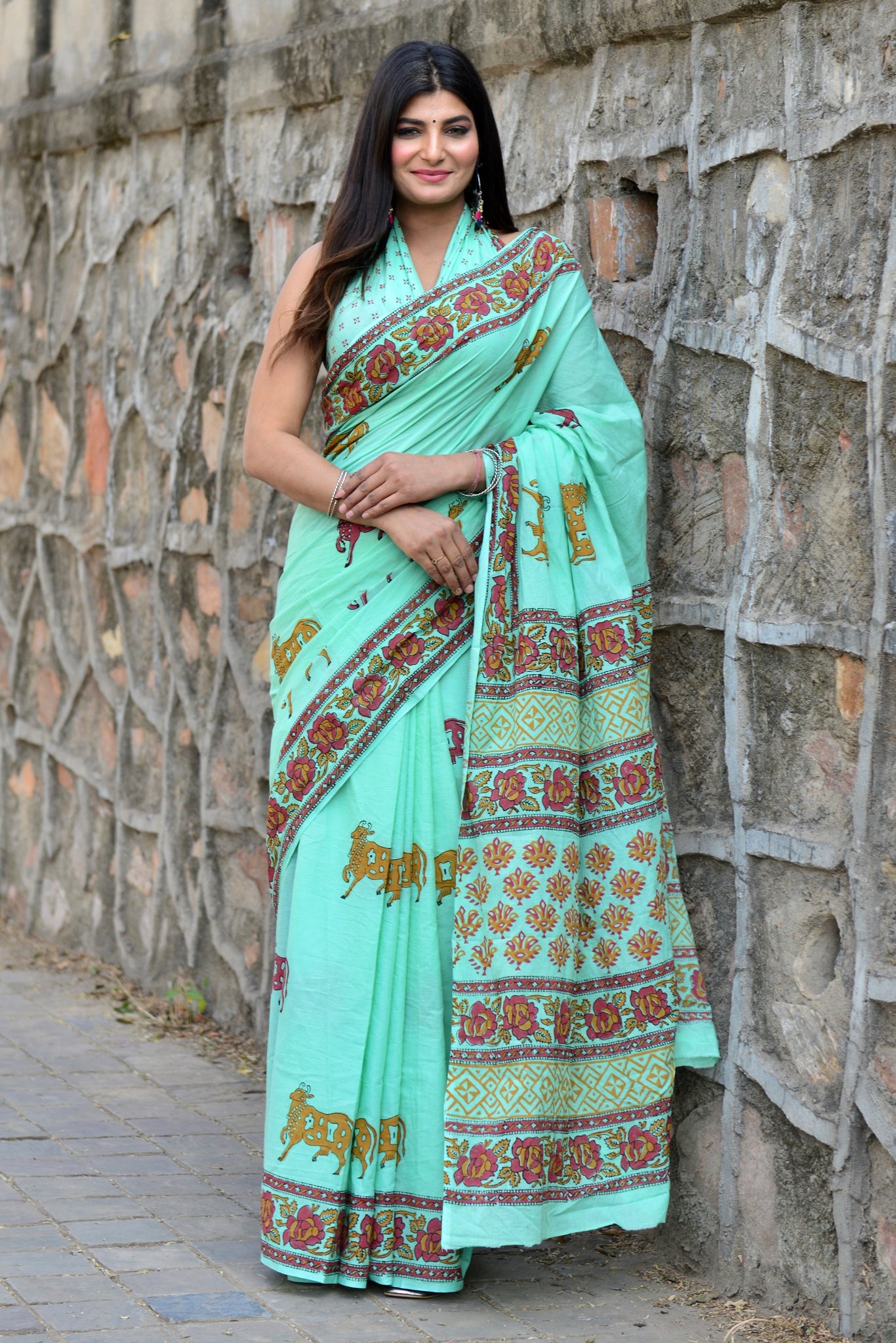 Multicolor Cotton Mulmul Saree