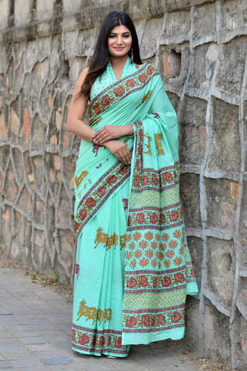 Multicolor Cotton Mulmul Saree