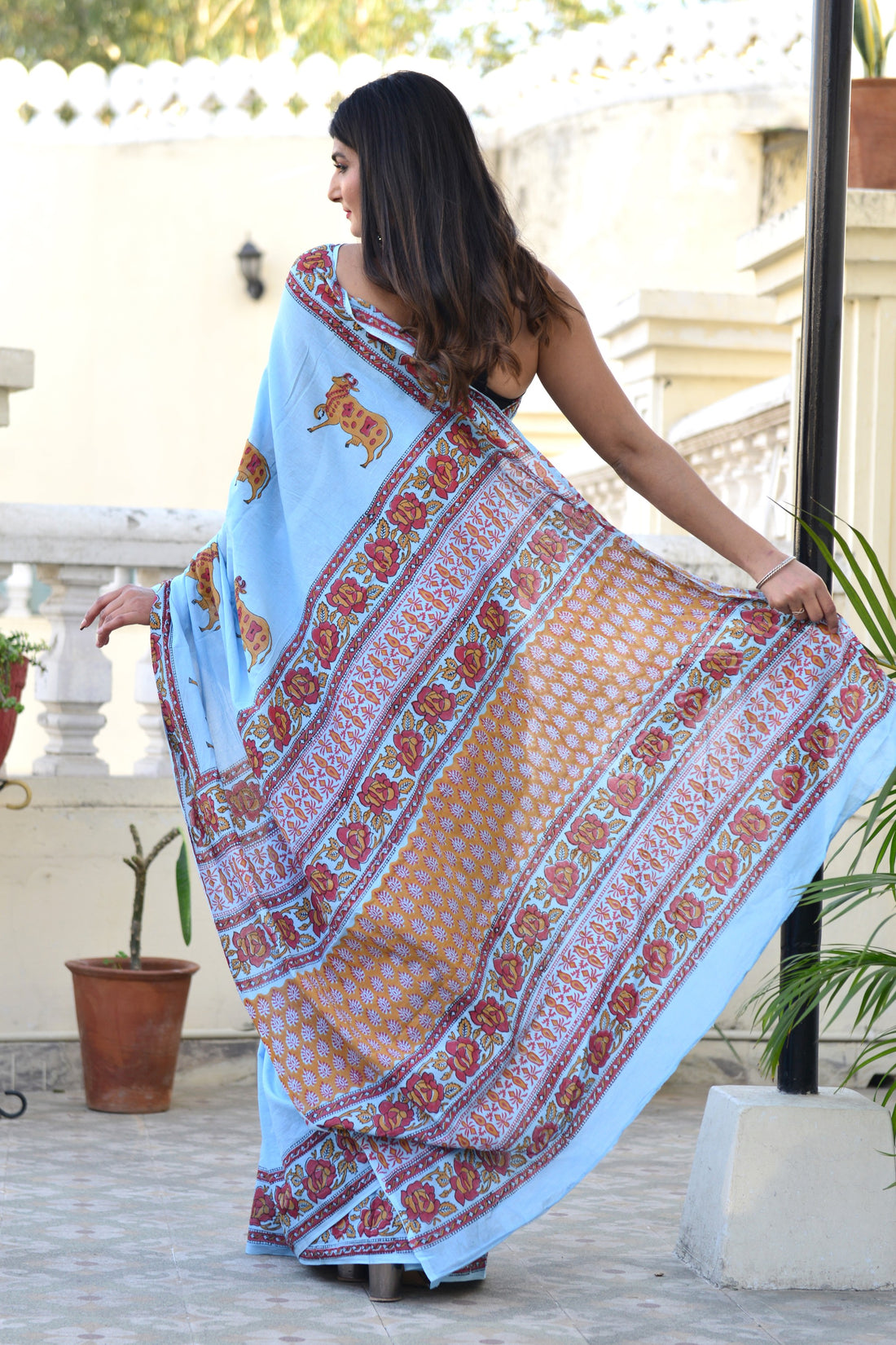 Multicolor Cotton Mulmul Saree