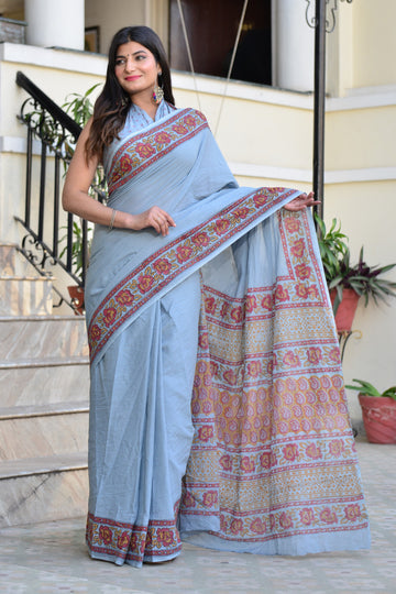 Multicolor Cotton Mulmul Saree