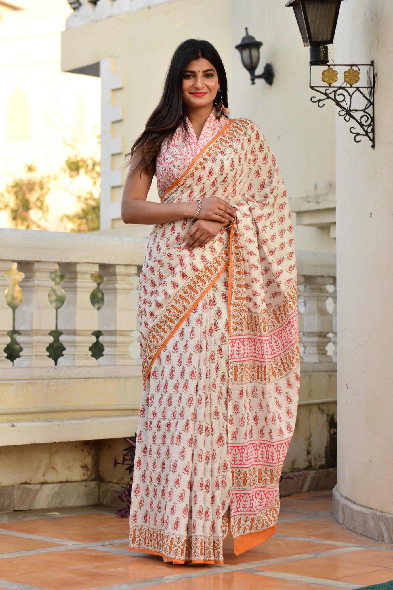 Multicolor Cotton Mulmul Saree