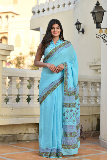 Multicolor Cotton Mulmul Saree