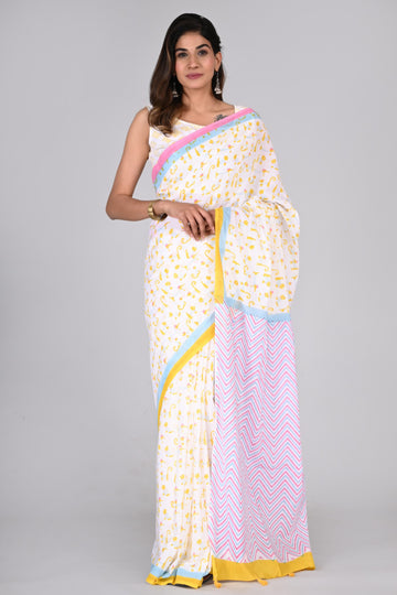 Multicolor Cotton Mulmul Saree