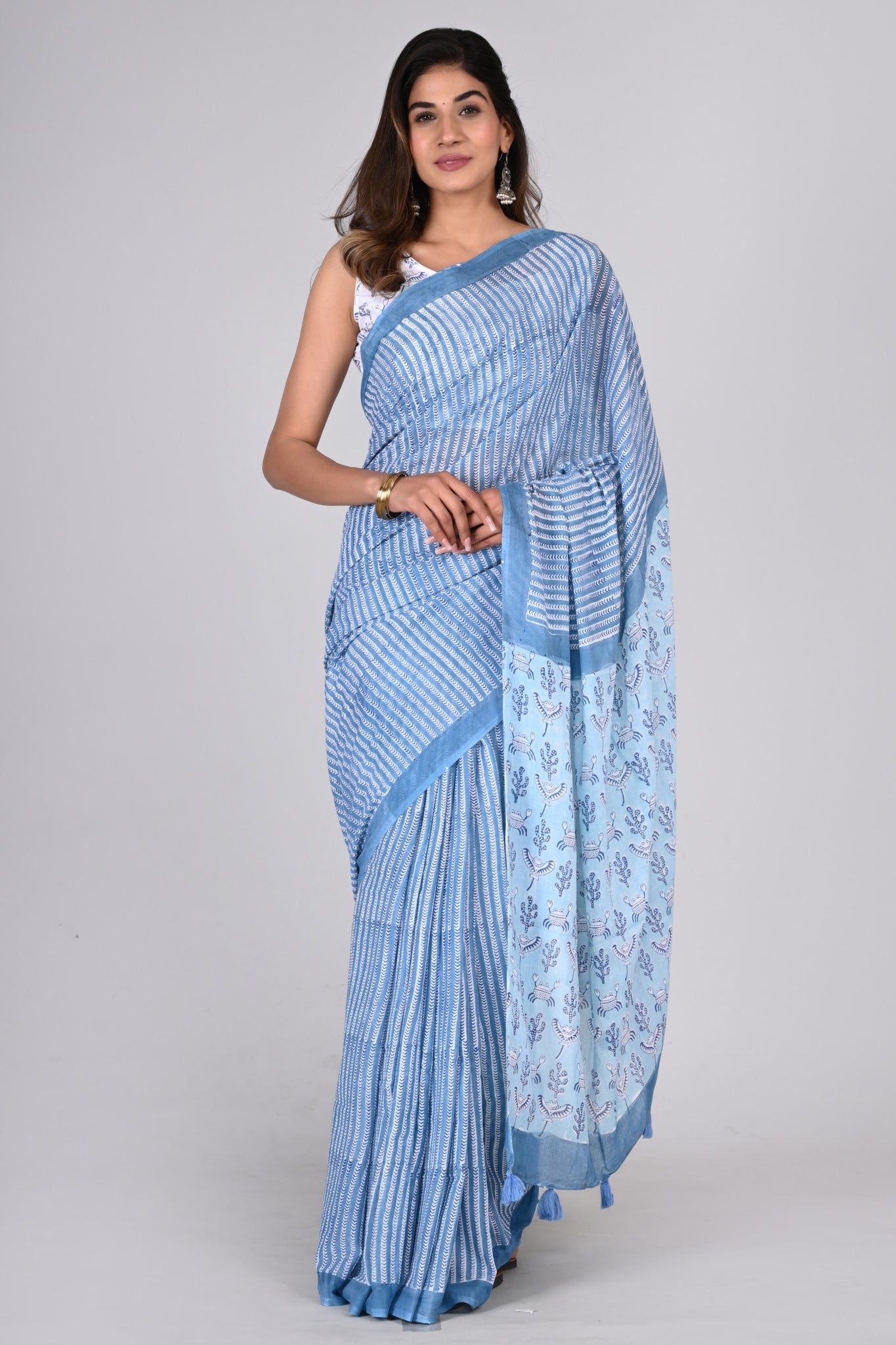 Multicolor Cotton Mulmul Saree