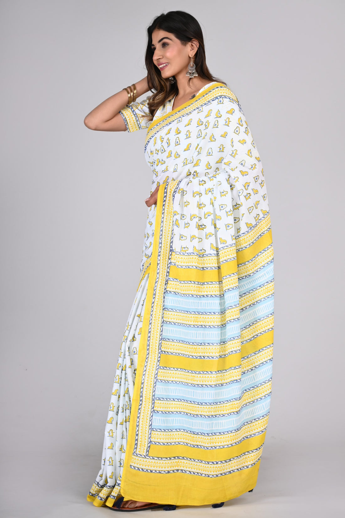 Multicolor Cotton Mulmul Saree