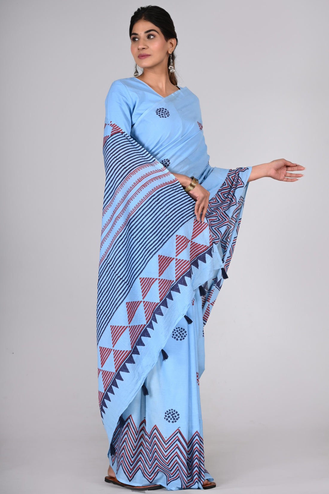 Multicolor Cotton Mulmul Saree