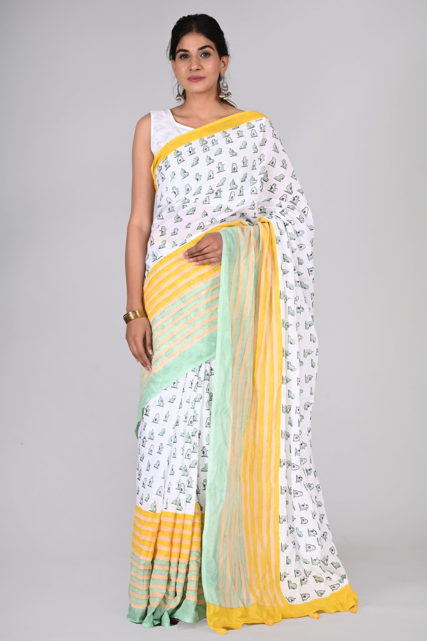 Multicolor Cotton Mulmul Saree