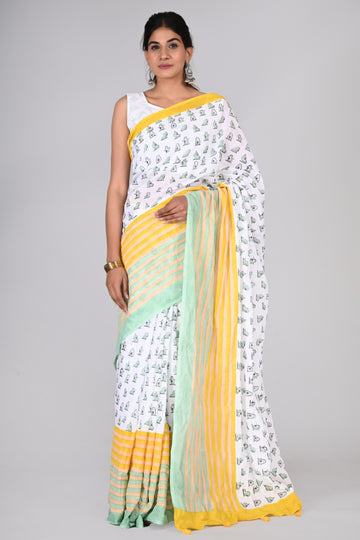 Multicolor Cotton Mulmul Saree