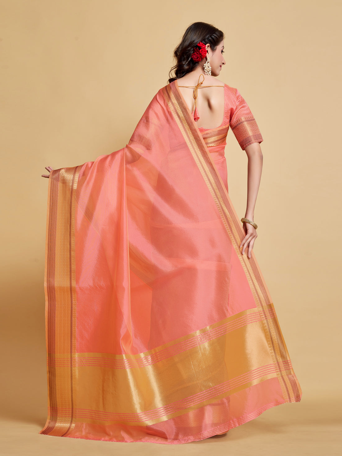 Ishika Fab Pink Organza Saree