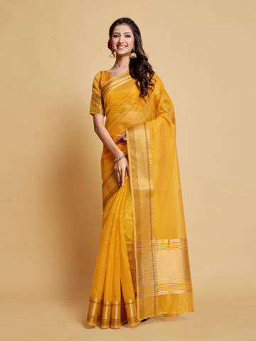 Ishika Fab Yellow Organza Saree