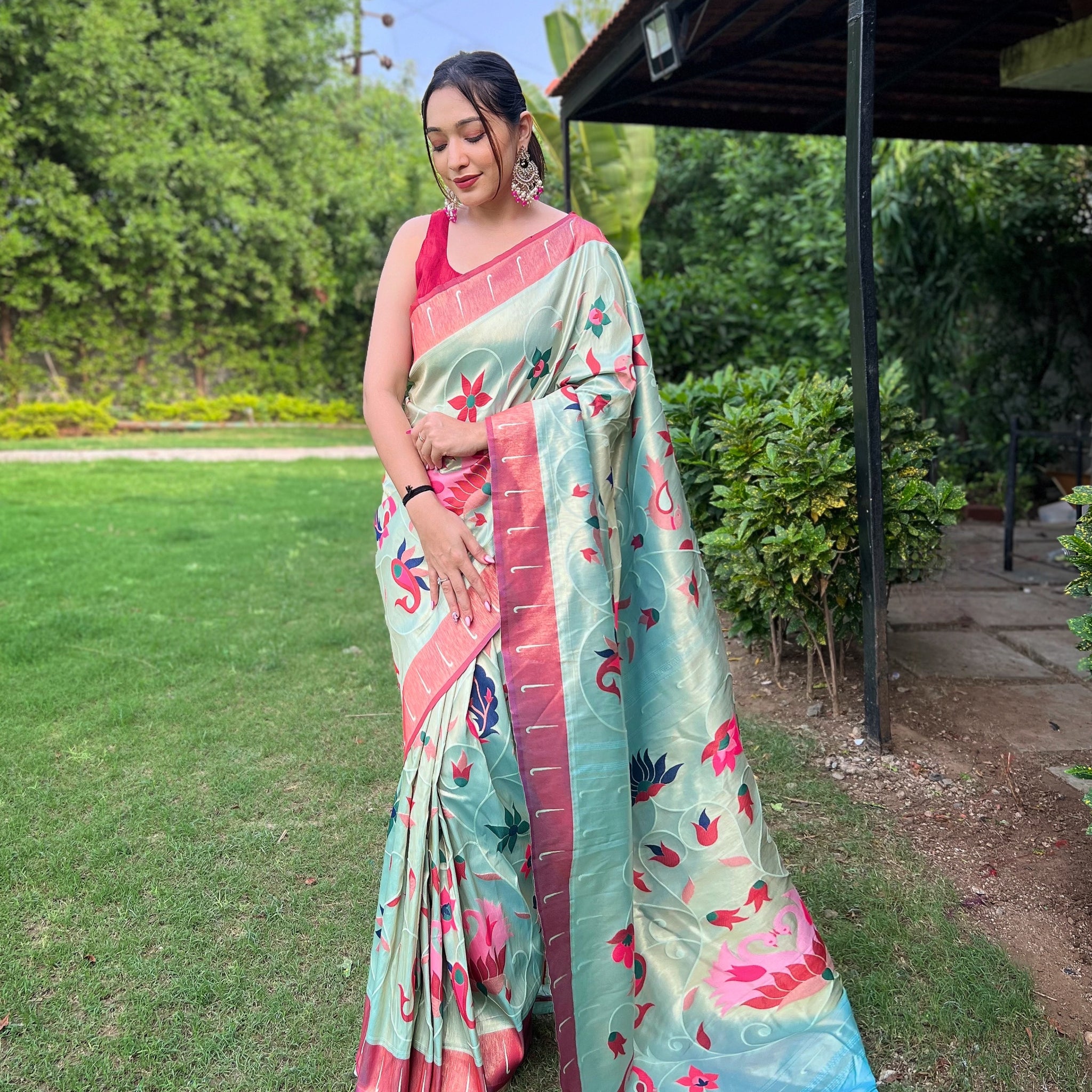 Sky Blue Paithani Silk Saree