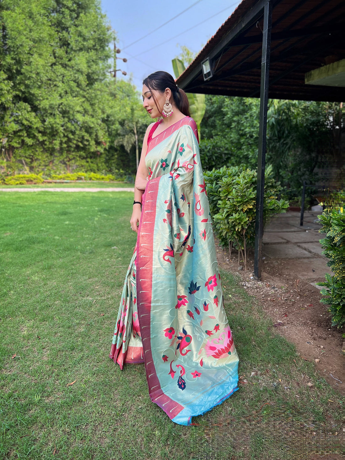 Sky Blue Paithani Silk Saree