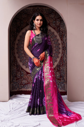 Purple& pink Viscose Art Silk Saree