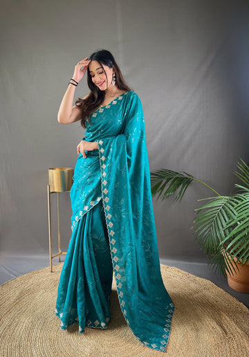 Sky Blue Silk Saree