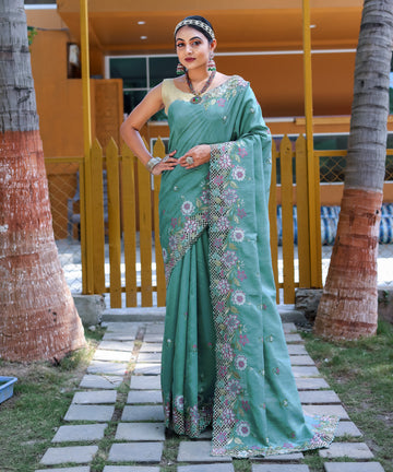 Sky Blue Pure Silk Saree