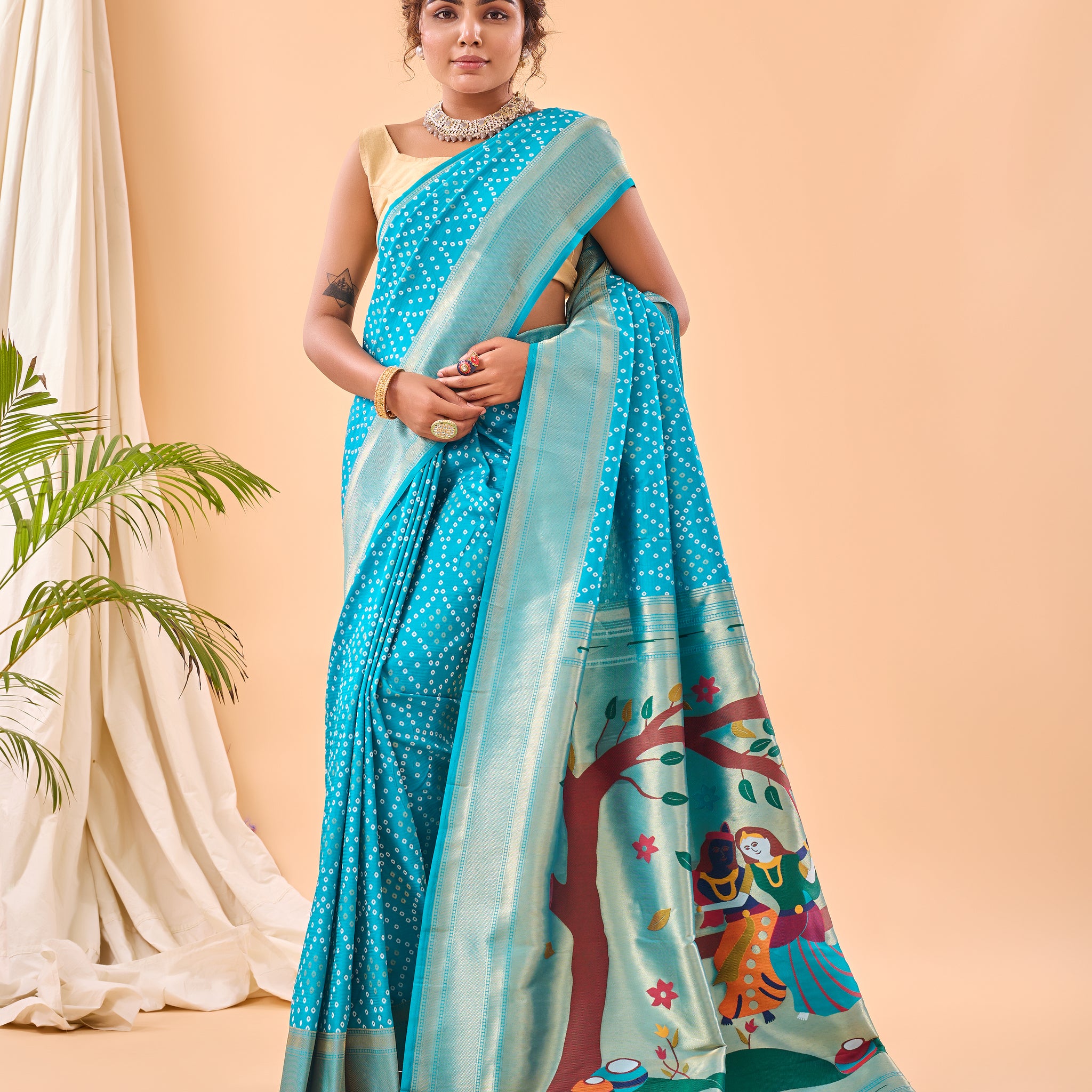 Sky Blue Paithani Silk Saree