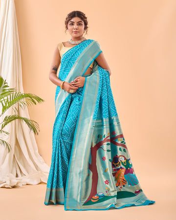 Sky Blue Paithani Silk Saree