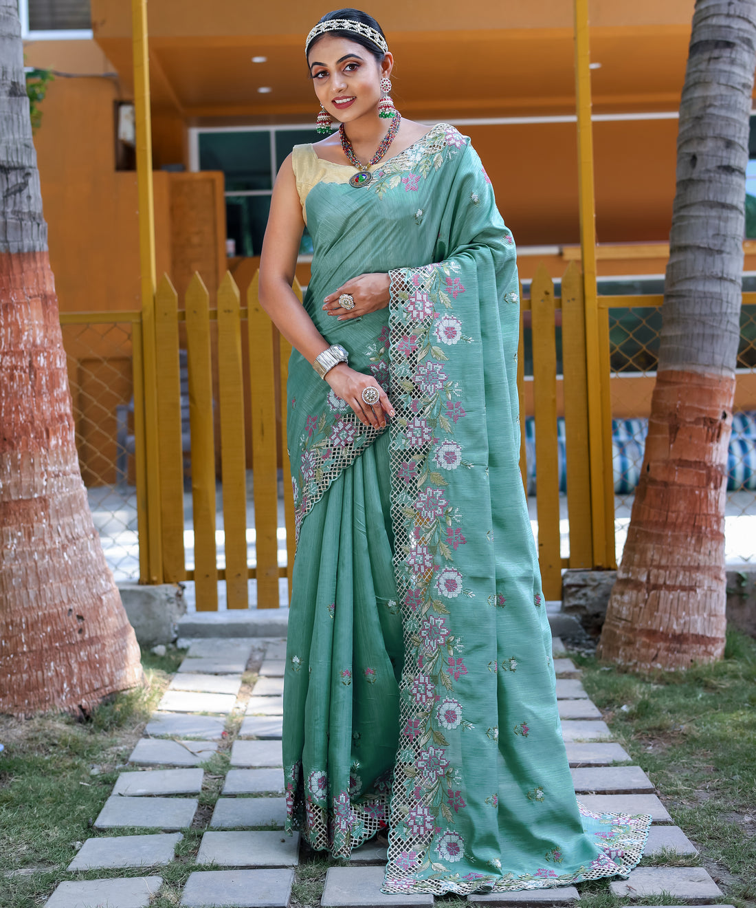 Sky Blue Pure Silk Saree