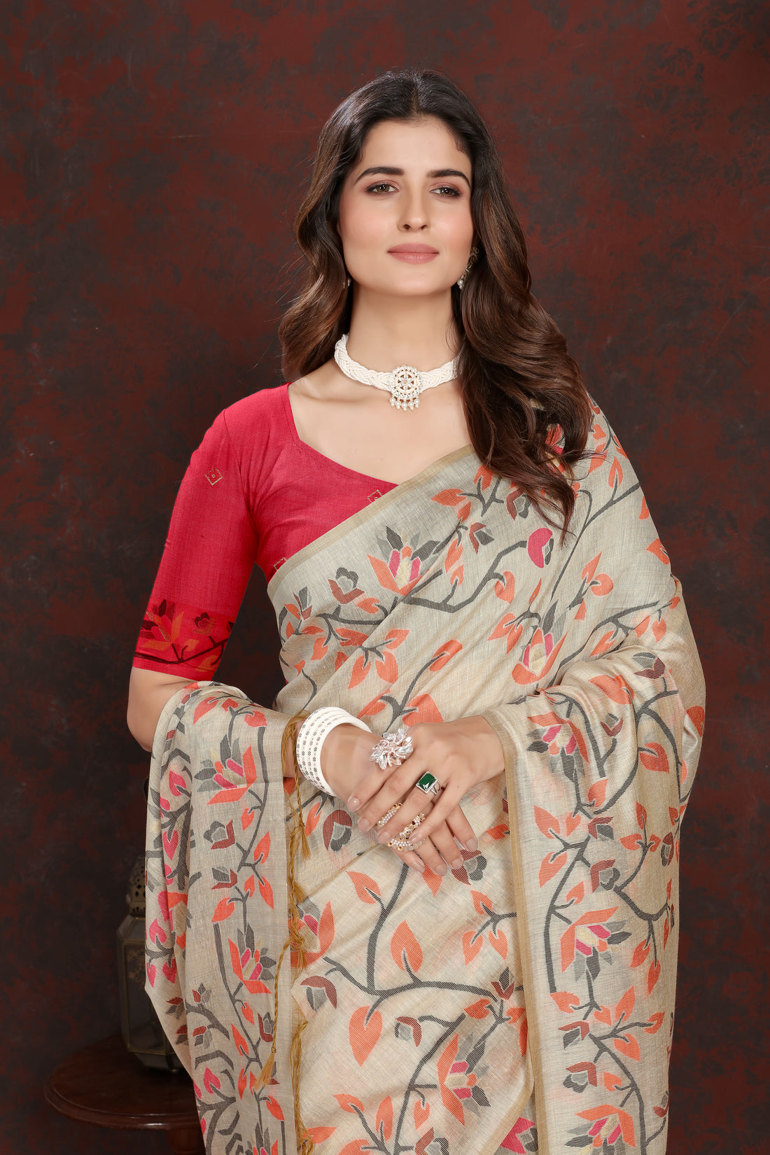 Pink Mulmul Cotton Saree