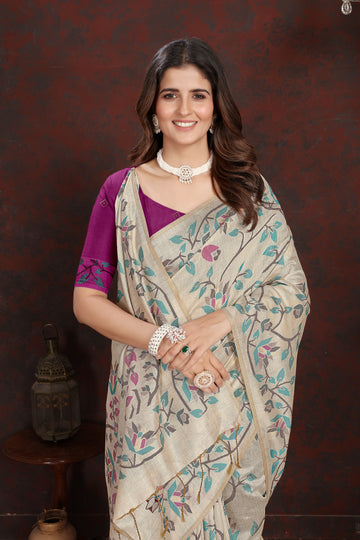 Wine Mulmul Cotton Saree