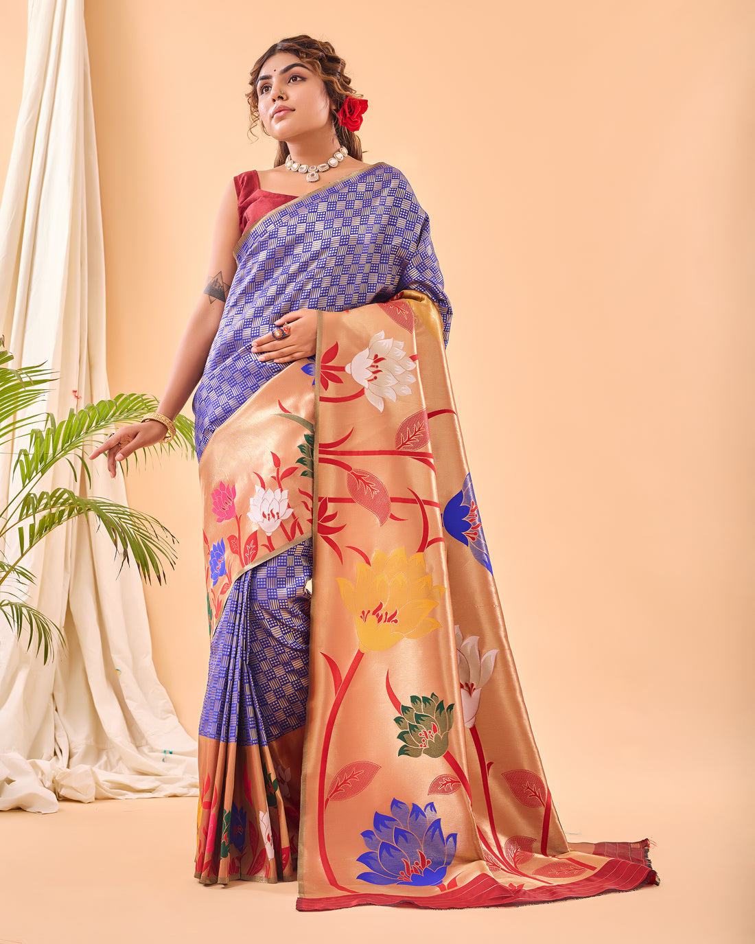 Voilet Paithani Silk Saree