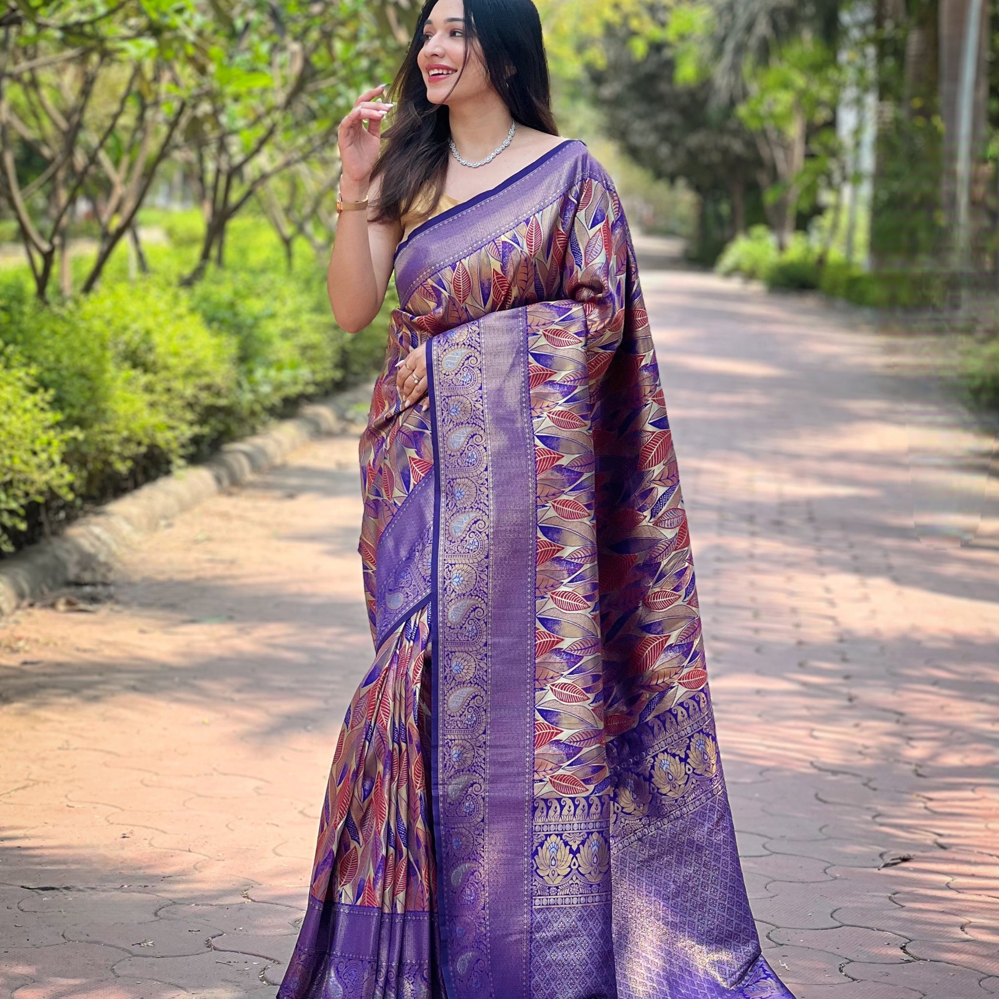 Violet Kanchi Pattu Silk Saree