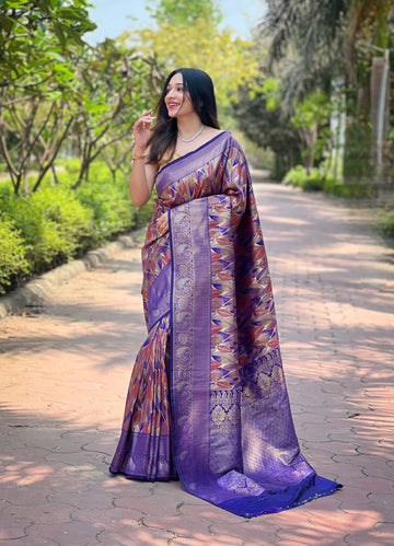 Violet Kanchi Pattu Silk Saree