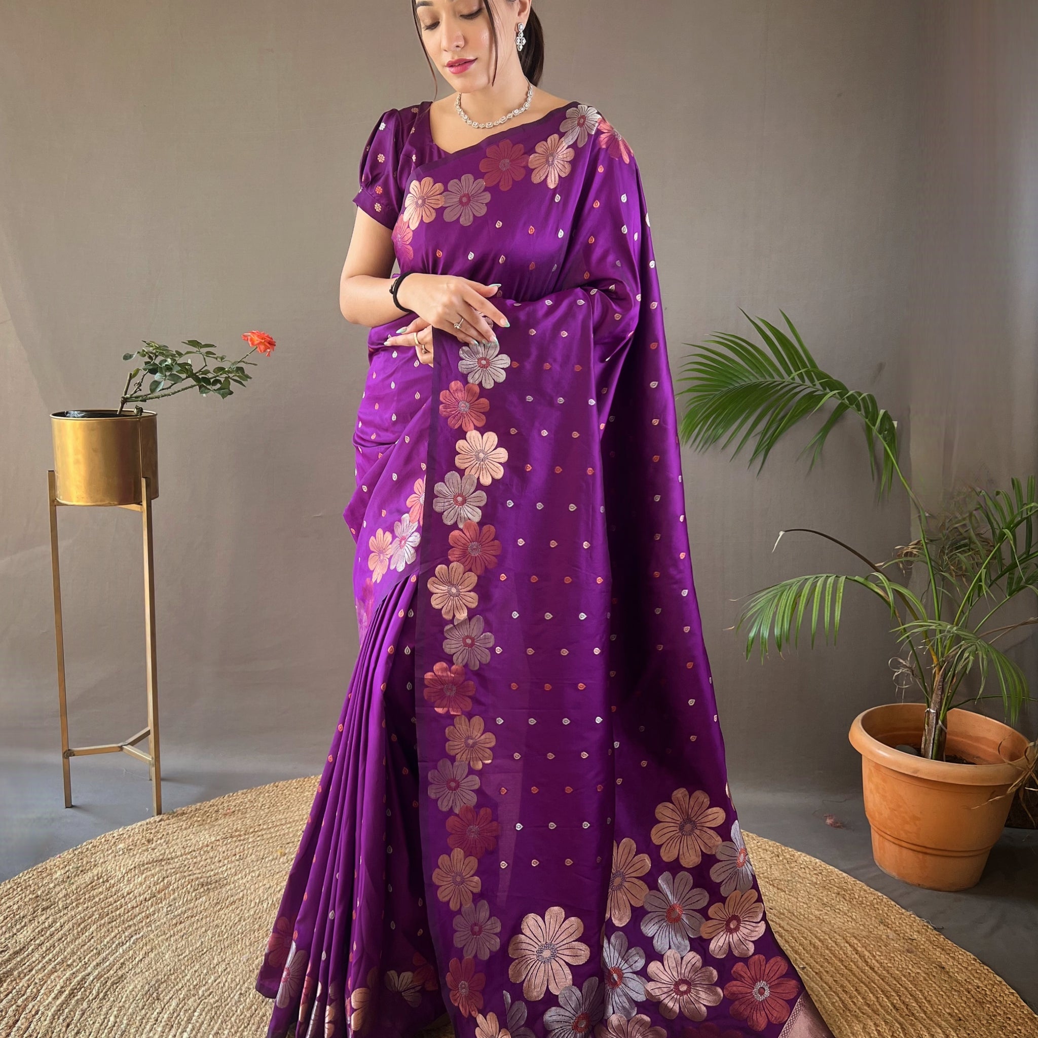 Wine Soft Silk Saree