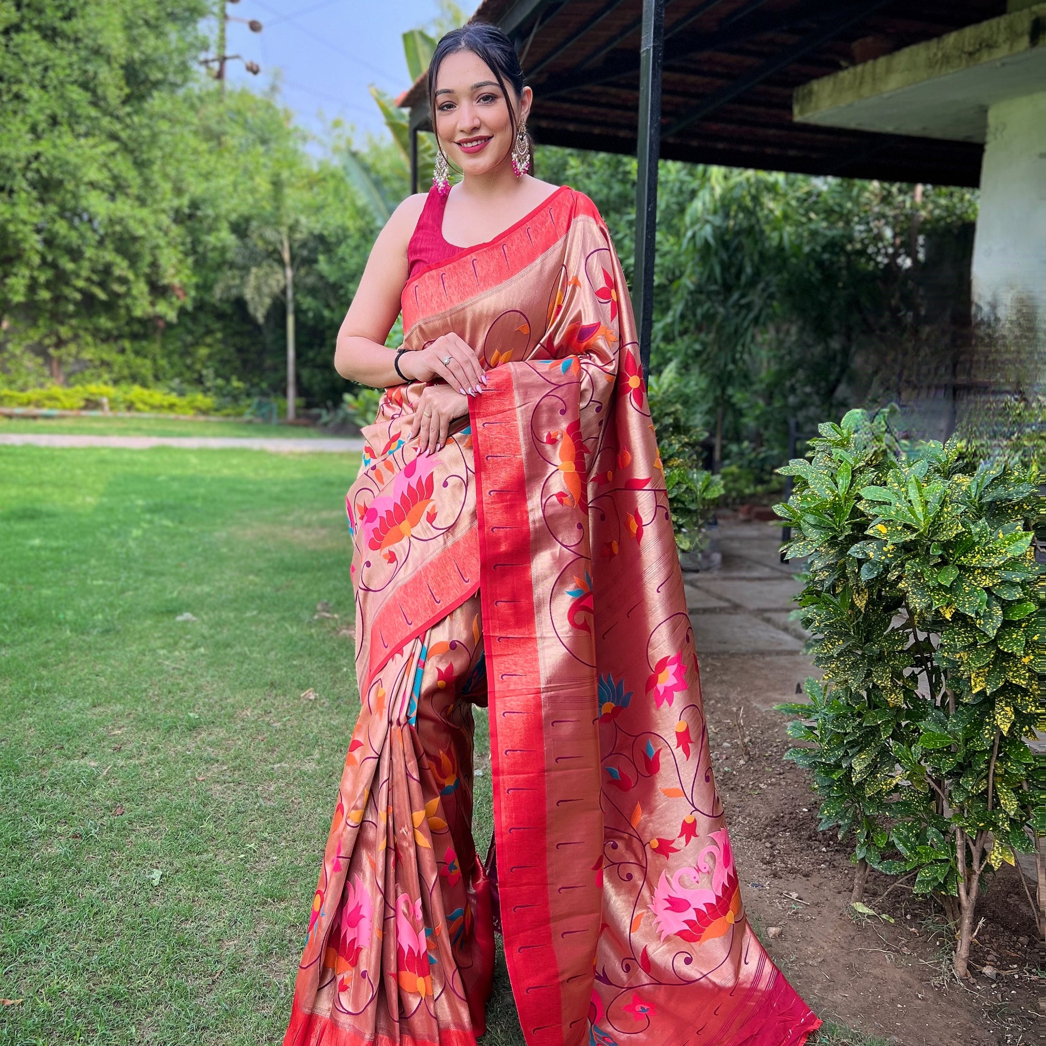 Wine Paithani Silk Saree