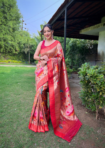 Wine Paithani Silk Saree