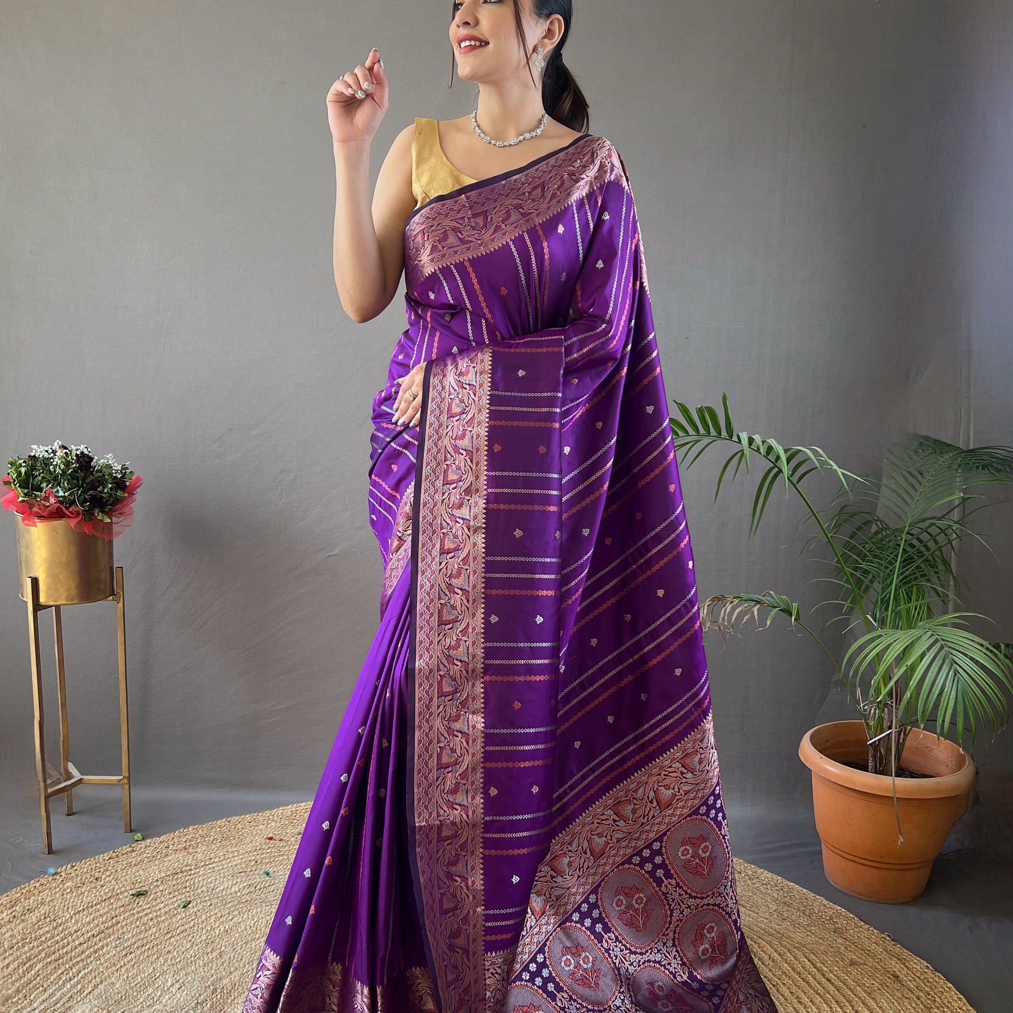 Violet Silk Saree