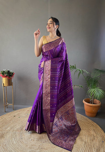 Violet Silk Saree