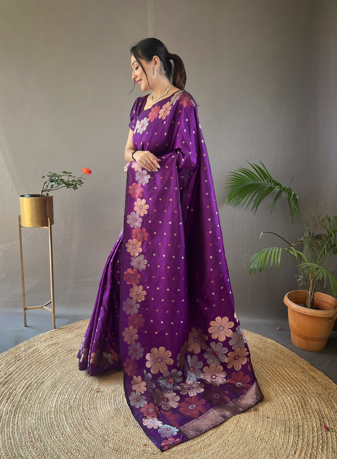 Wine Soft Silk Saree