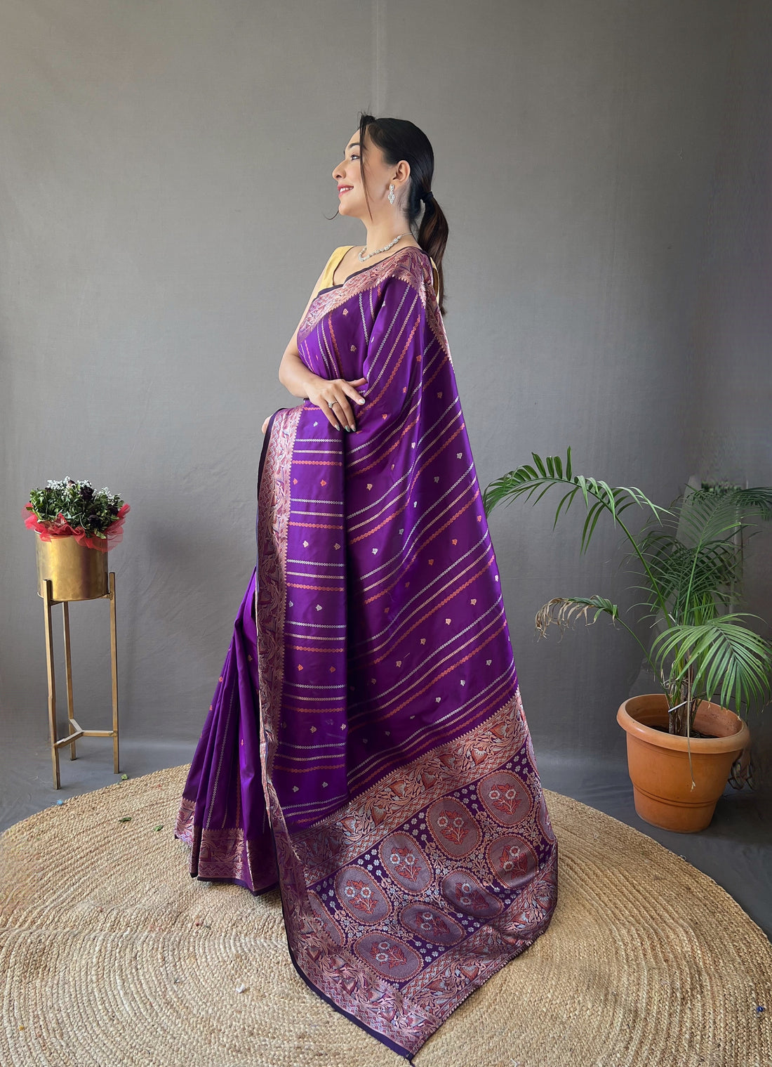 Violet Silk Saree