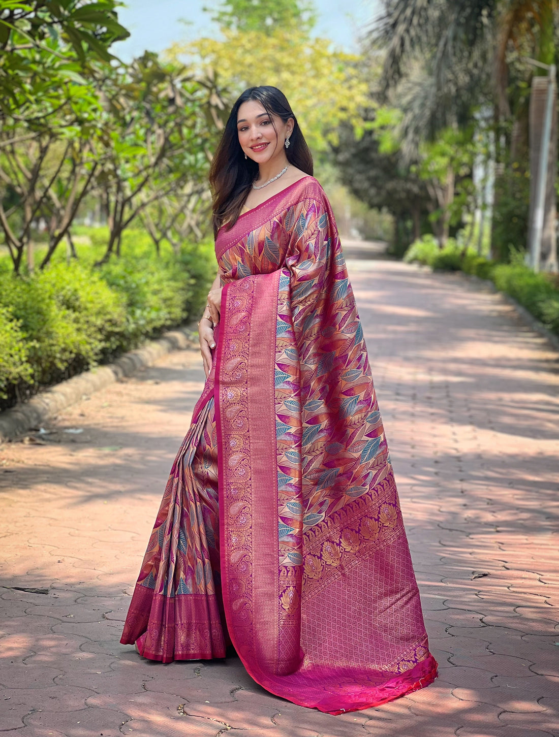 Wine Kanchi Pattu Silk Saree